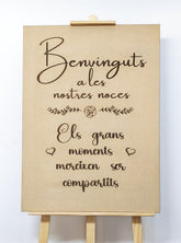 Cartel de madera blanco M